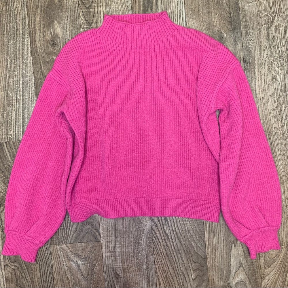 Hippie Rose Pink Puff Sleeve Sweater Size M